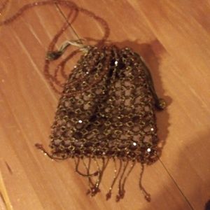 Bronze beaded evening bag